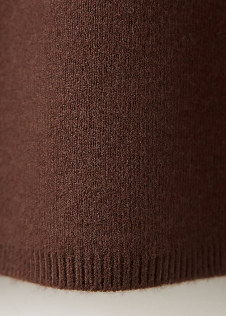 Knitted sweater with perkins neck — Chocolate