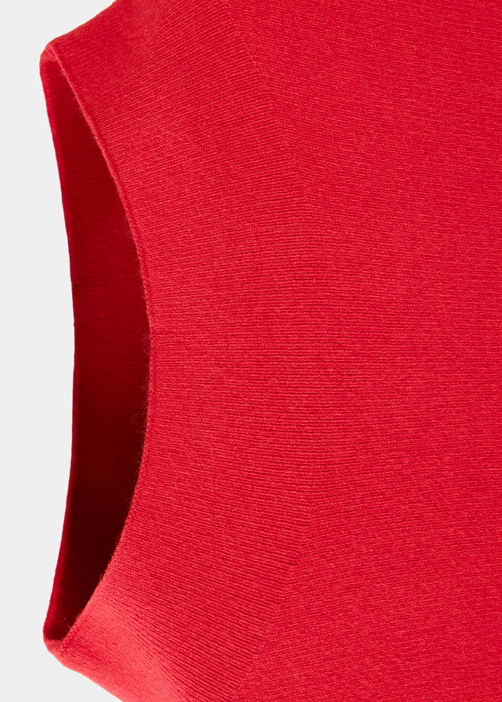 Knitted sweater with perkins neck — Red