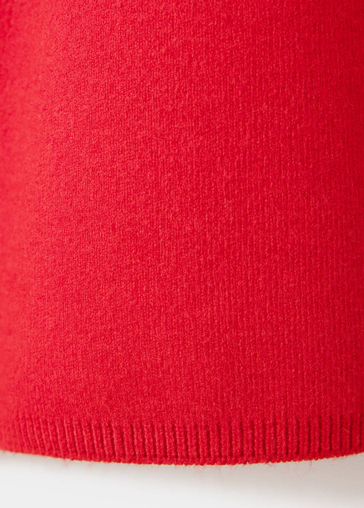 Knitted sweater with perkins neck — Red