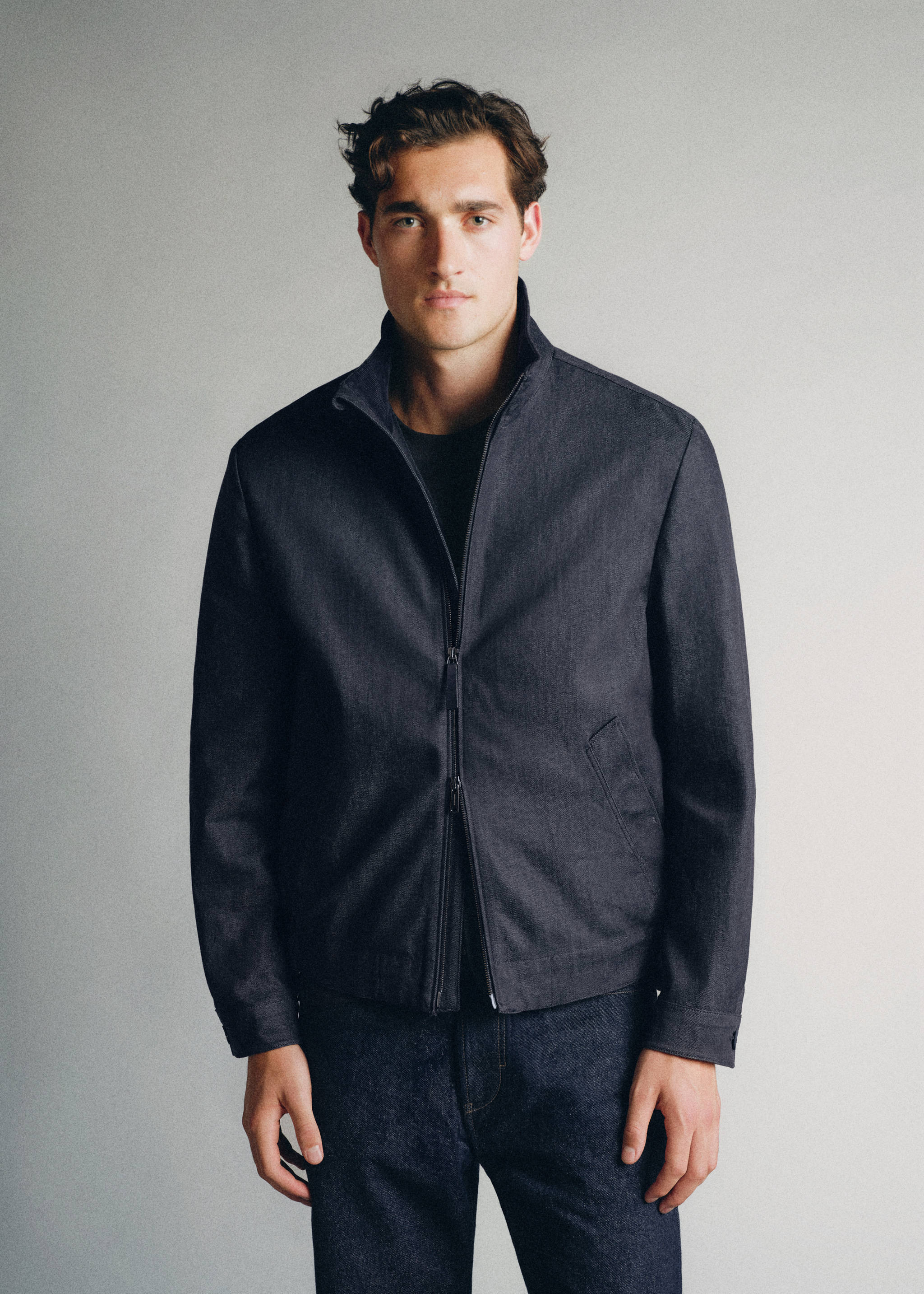 Veste bomber en denim de coton - Plan moyen