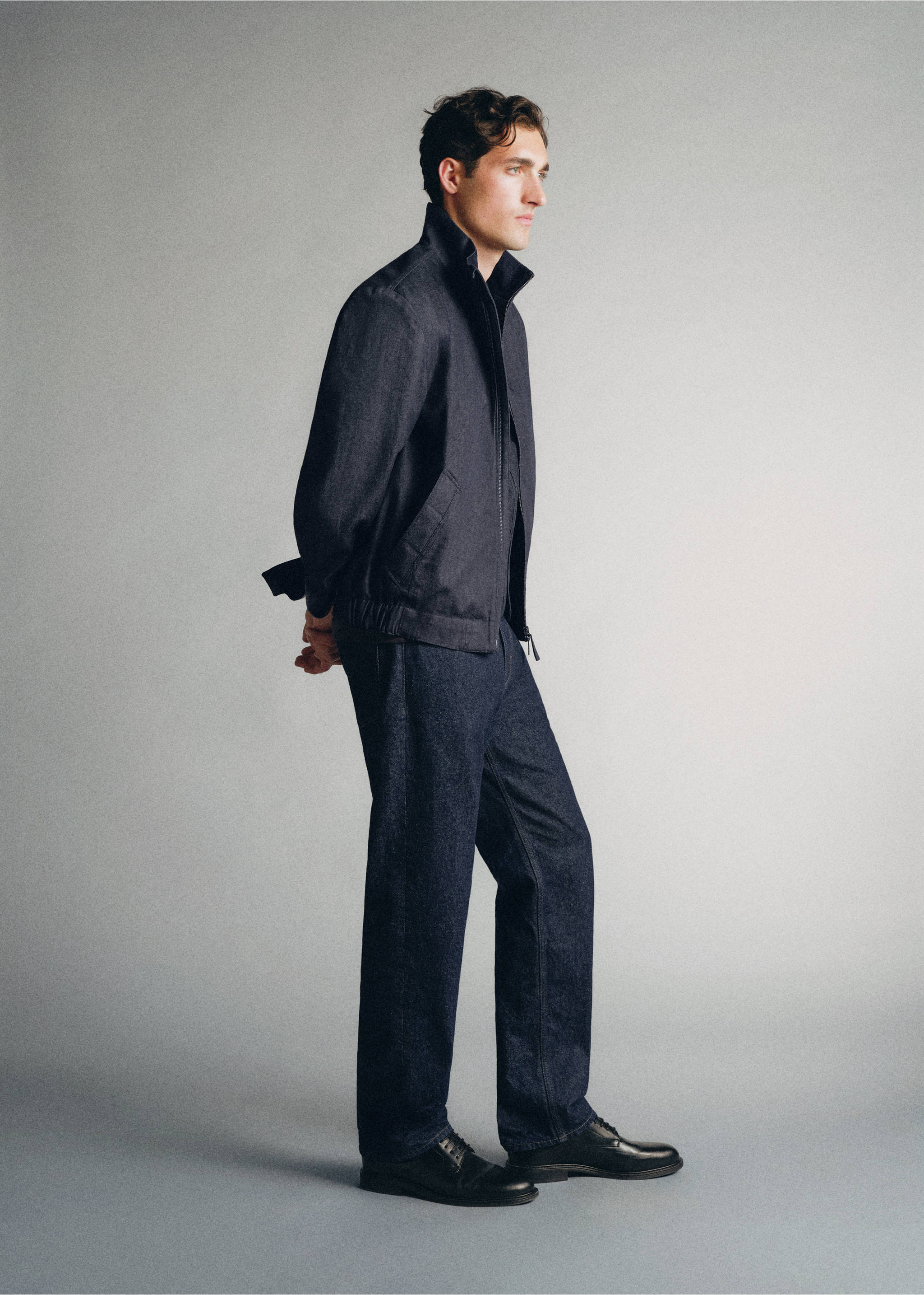 Veste bomber en denim de coton - Détail de l'article 2, Bleu. Ref: 37025839-00.