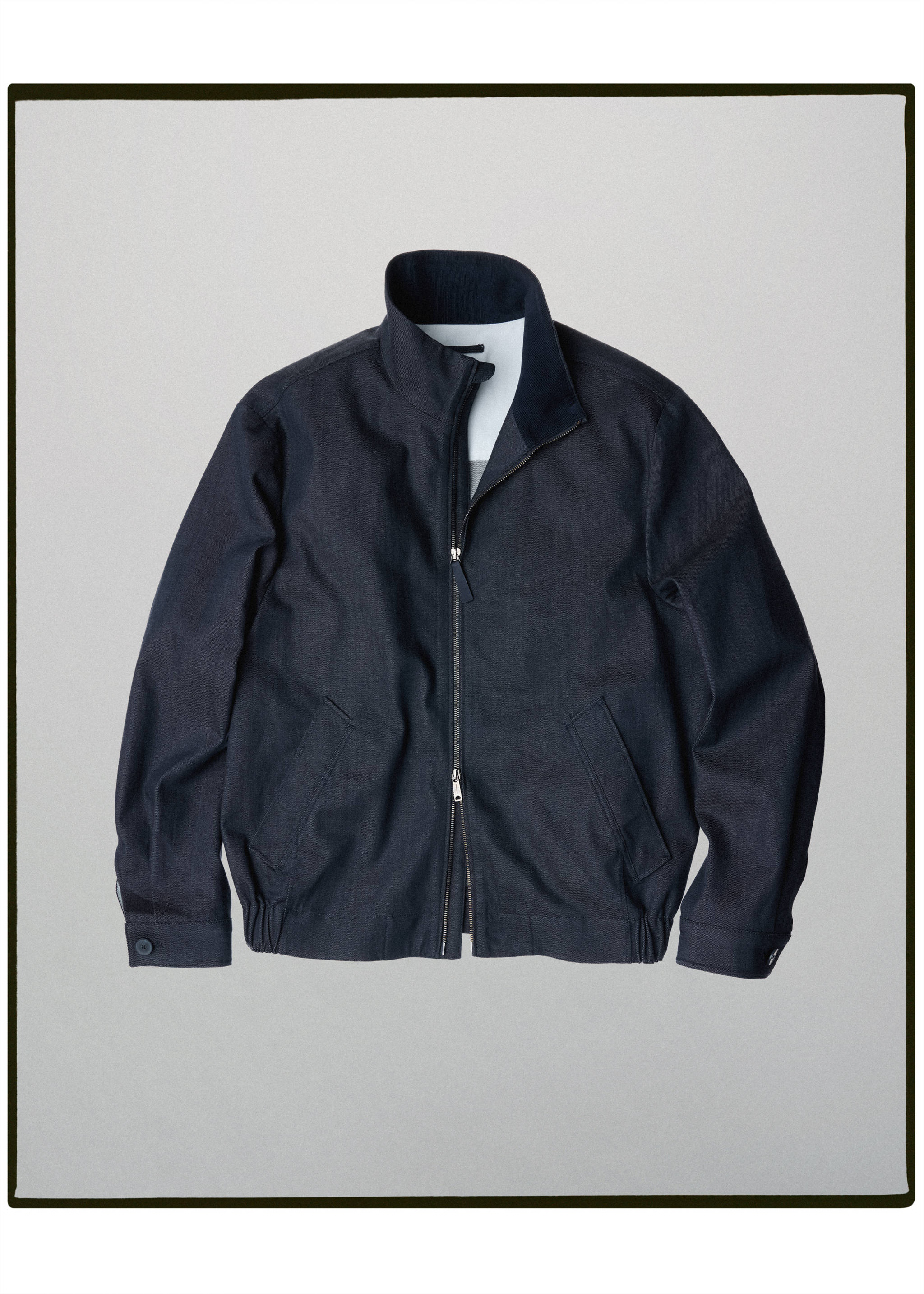 Veste bomber en denim de coton - Article sans modèle, Bleu. Ref: 37025839-00.