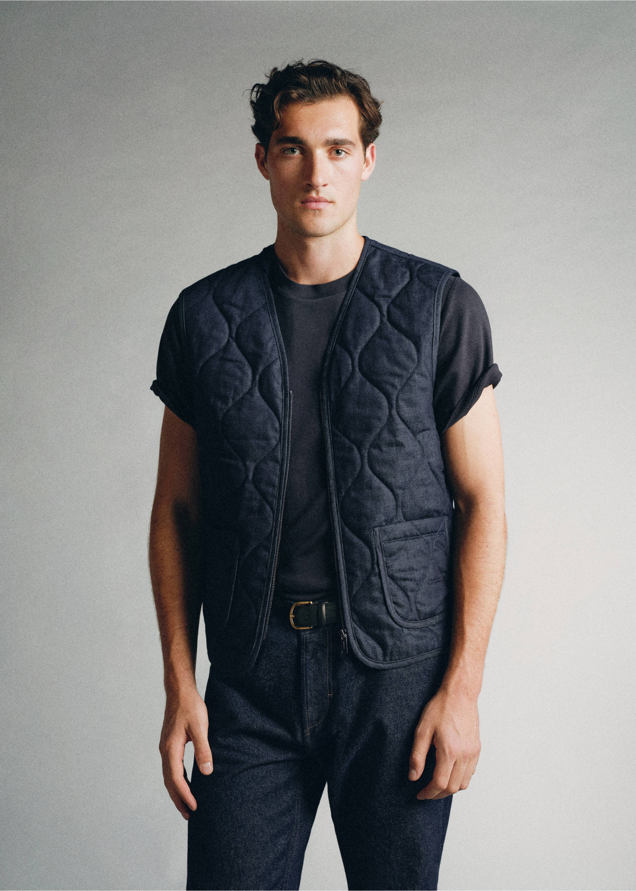 Gewatteerd gilet van 100% katoen, made in Portugal - Middenvlak, Open blauw. Ref: 37025840-00.