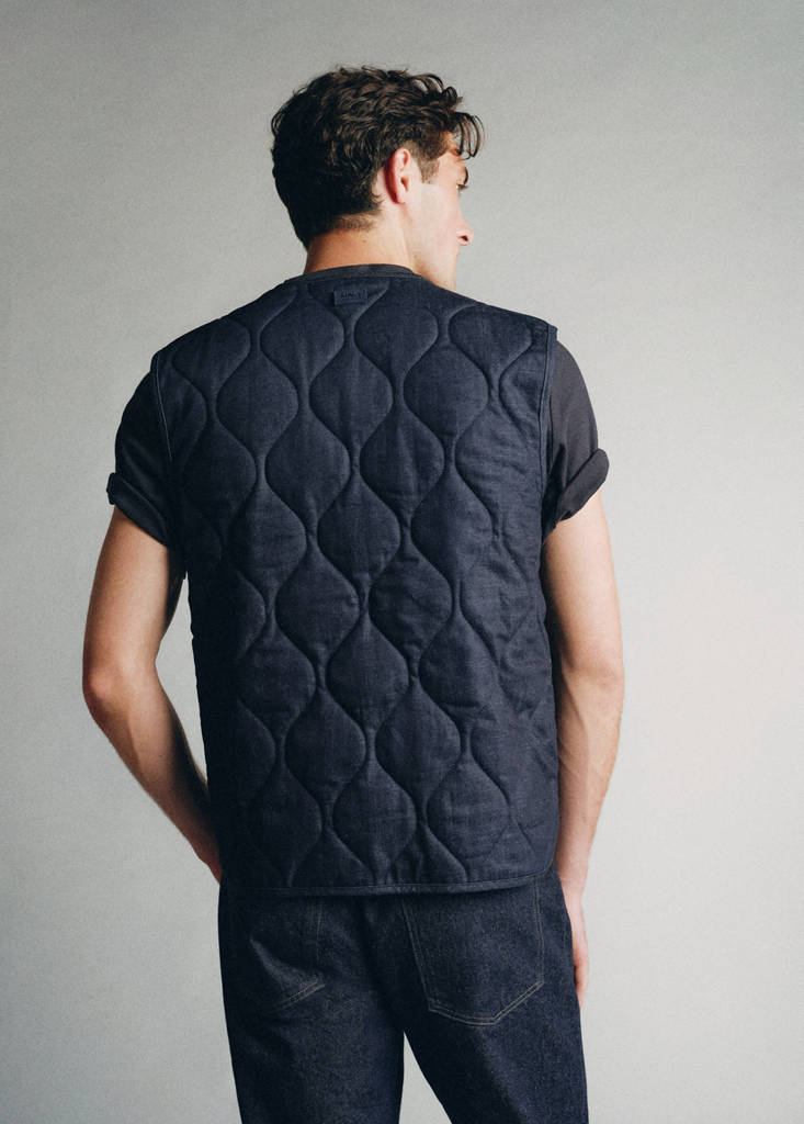 Padded gilet, 100% cotton — Open Blue