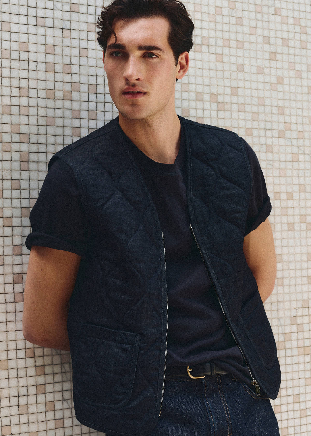 Padded gilet, 100% cotton — Open Blue