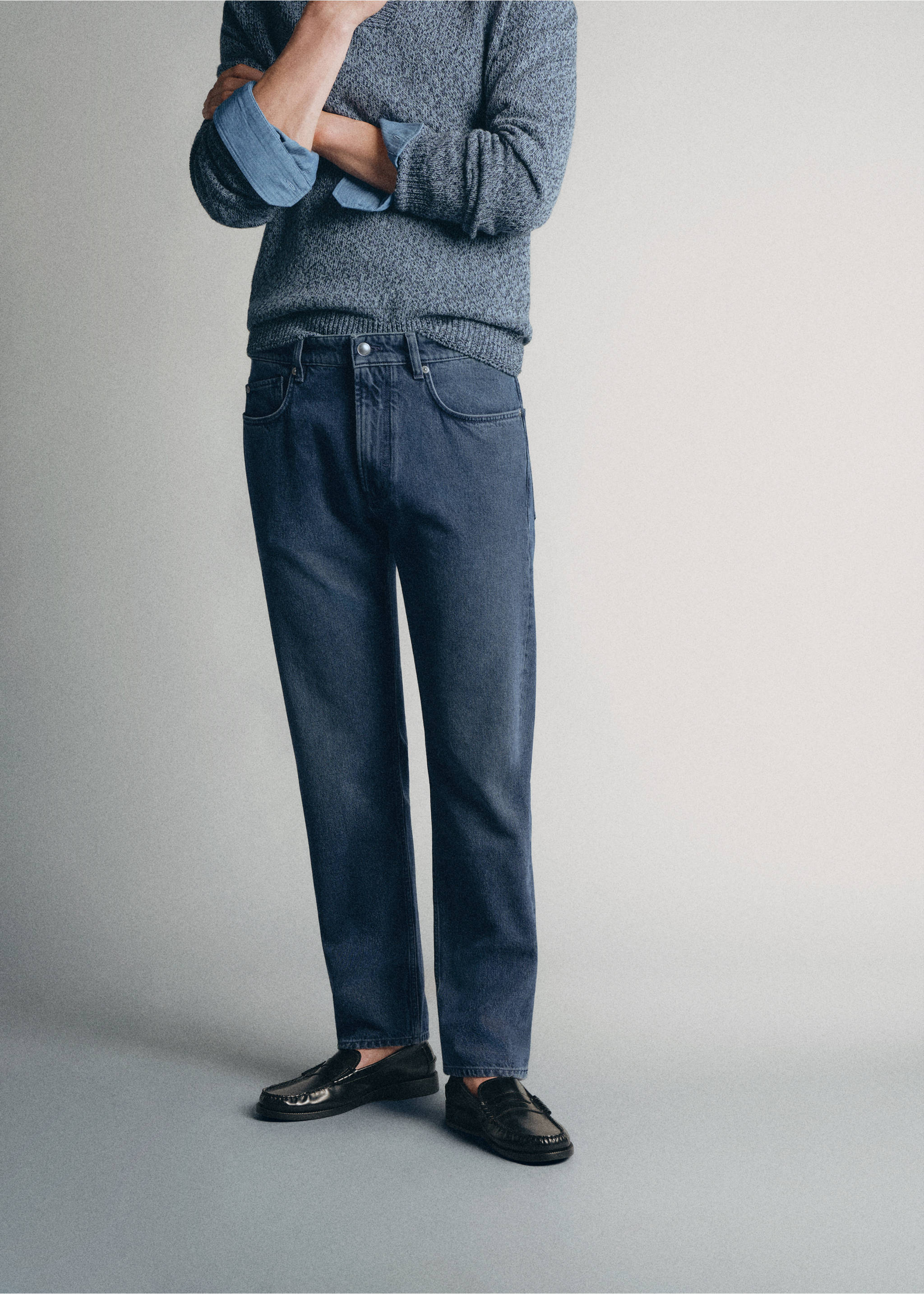 Jeans regular fit 100% algodón premium - Plano medio, Azul oscuro intenso. Ref: 37025842-00.