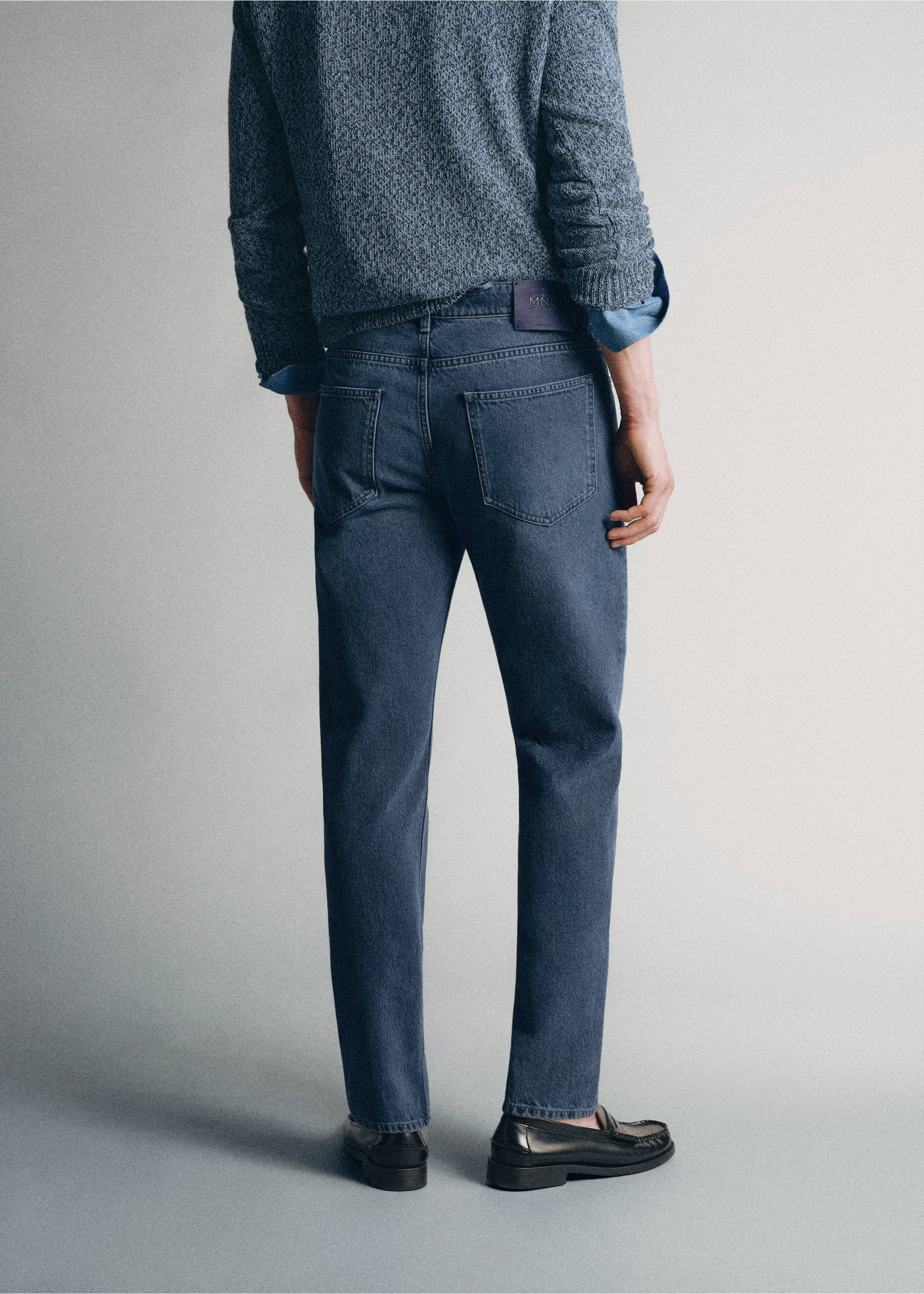 Jeans regular fit 100% algodón premium - Reverso del artículo, Azul oscuro intenso. Ref: 37025842-00.