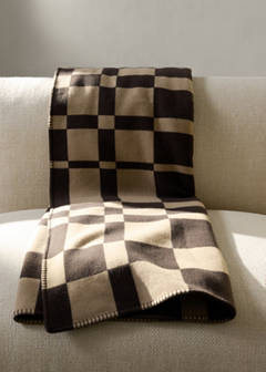 Wool check-print blanket — Brown 1