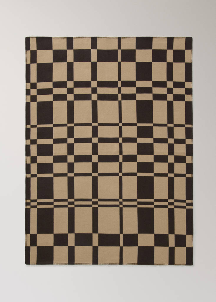 Wool check-print blanket — Brown