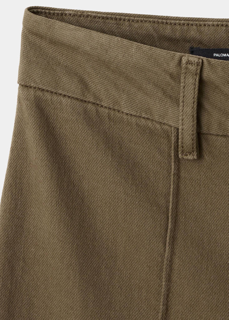 High-waisted wide leg jeans with stitching — Khaki
