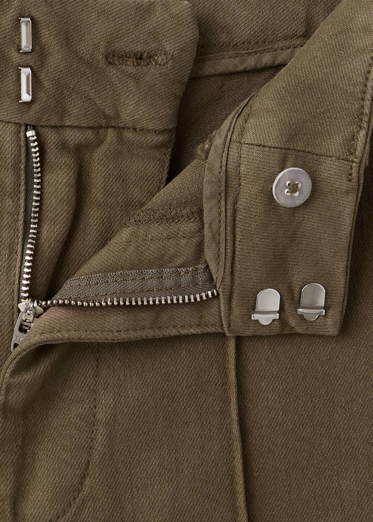 High-waisted wide leg jeans with stitching — Khaki