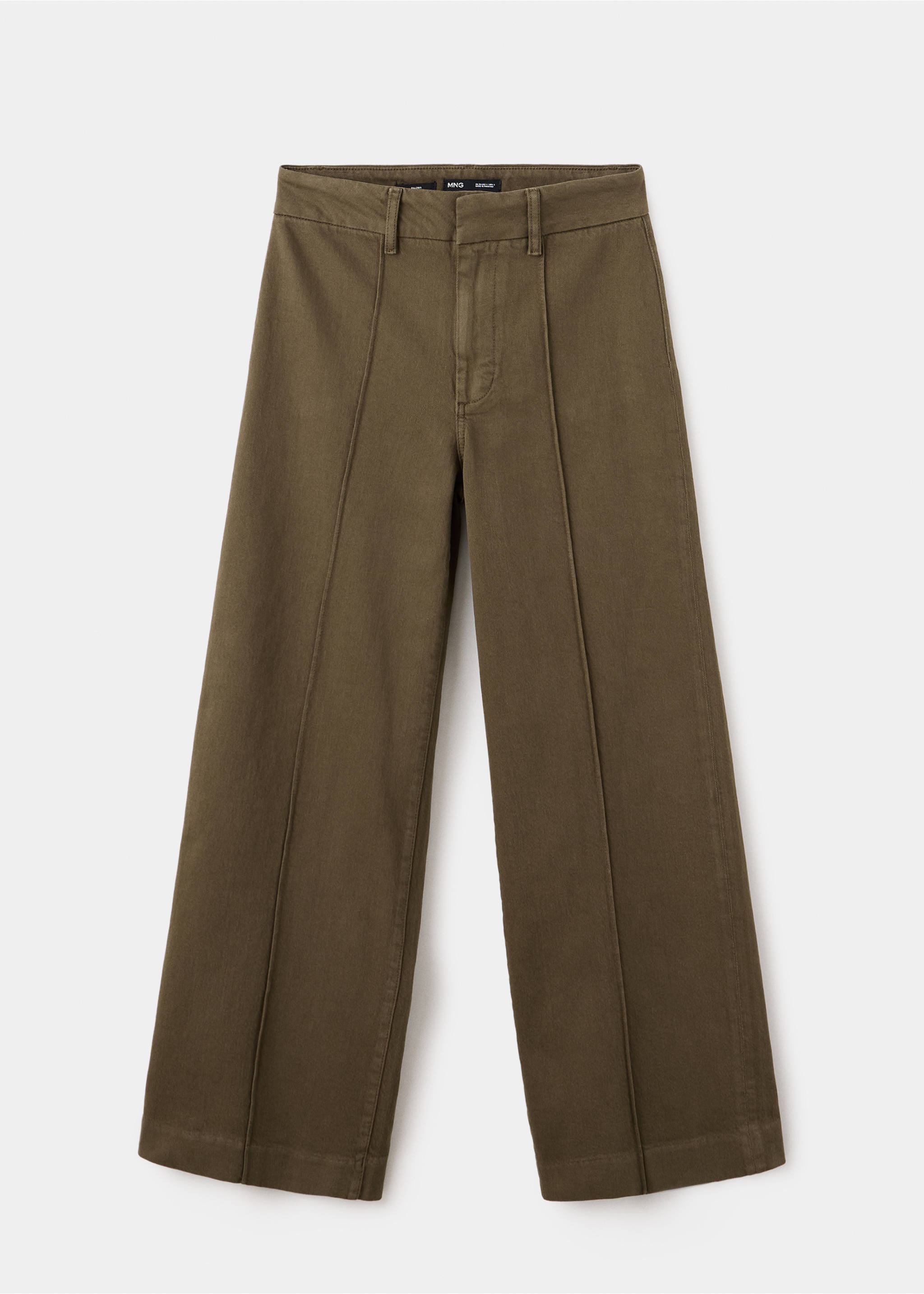Jean large taille haute à coutures - Article sans modèle, Kaki. Ref: 37025844-00.