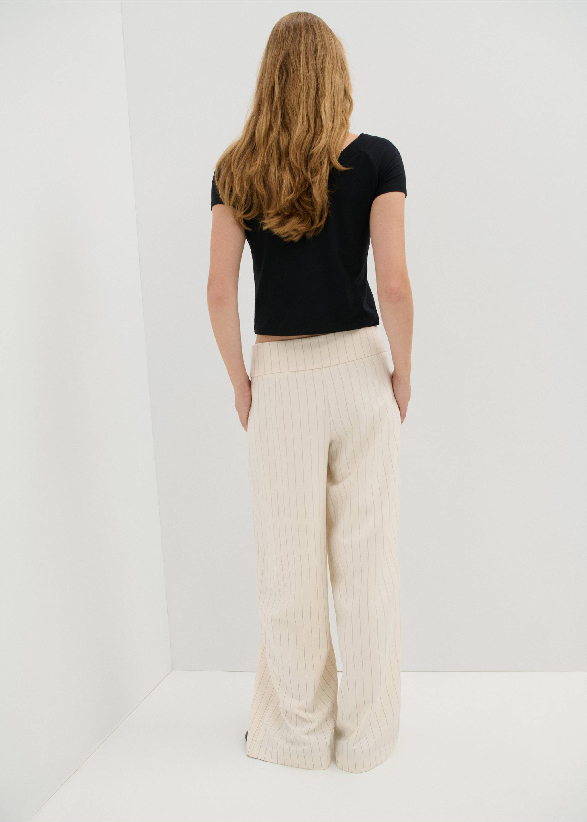 Chalk-stripe straight trousers - Reverse of the article, Off White. Ref: 37025846-00.