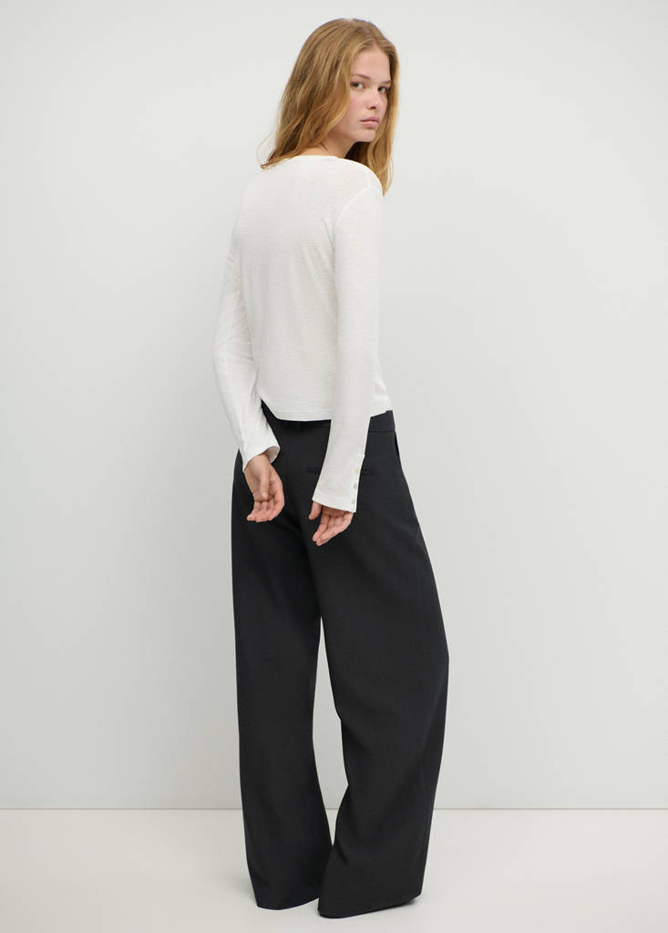 Straight-leg trousers with bow detail — Grey