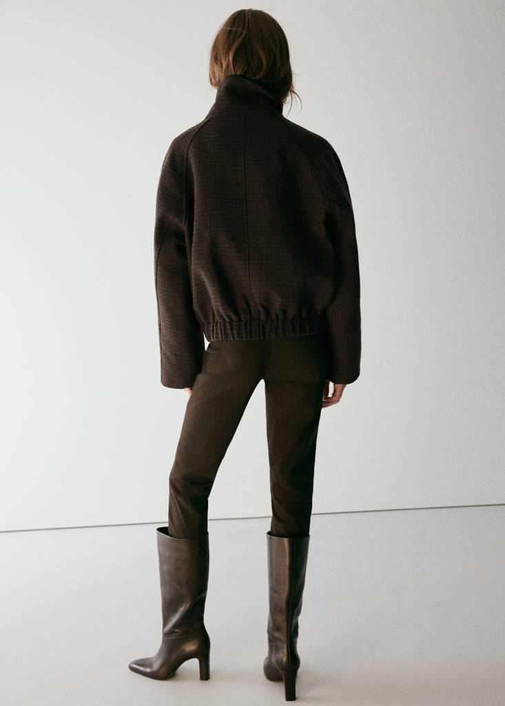 Checked jacket with funnel neck - thumbnail 3