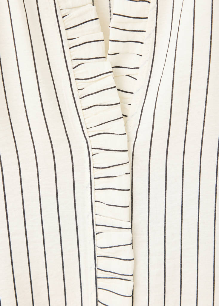 Striped blouse with frill detail — Ecru