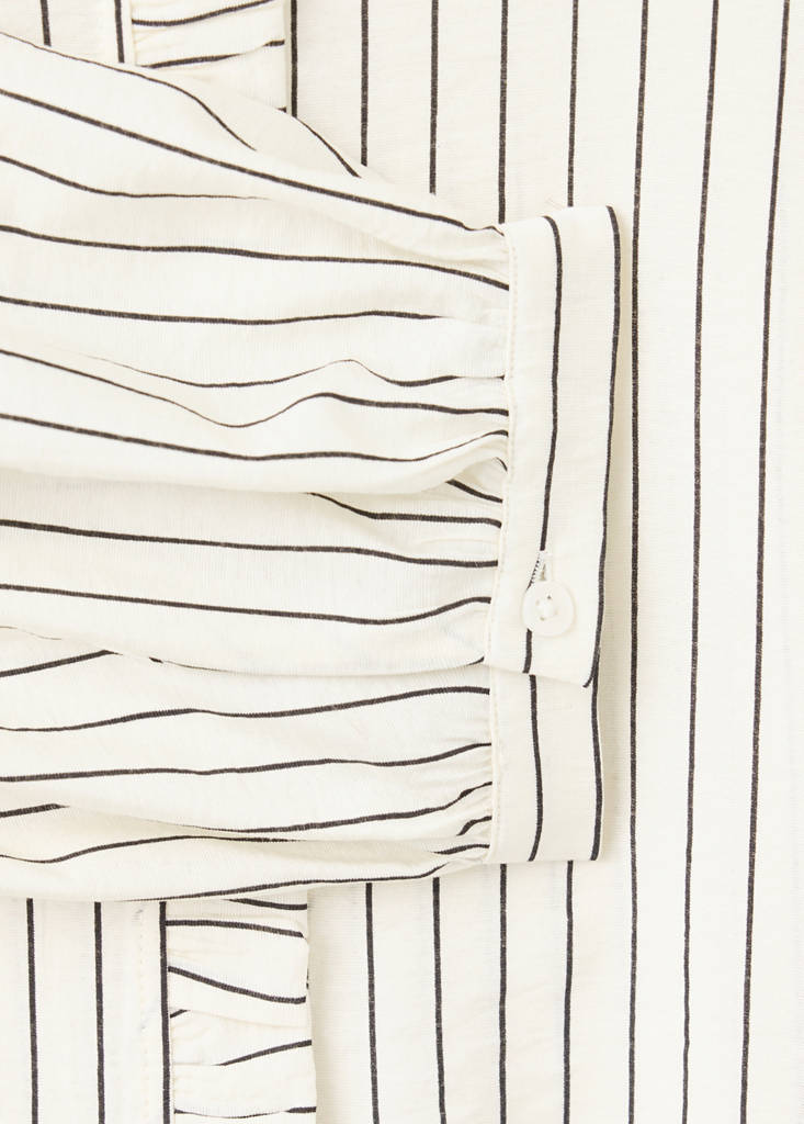 Striped blouse with frill detail — Ecru
