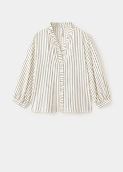 Striped blouse with frill detail — Ecru 5