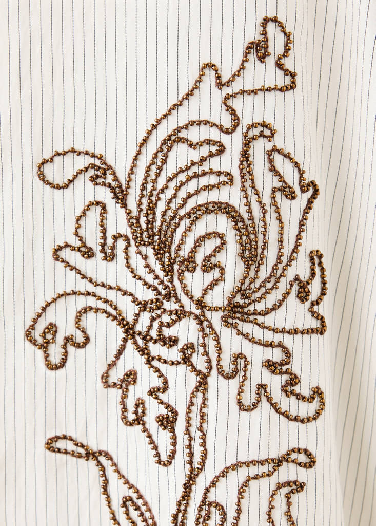 Flower embroidered striped shirt — Off White