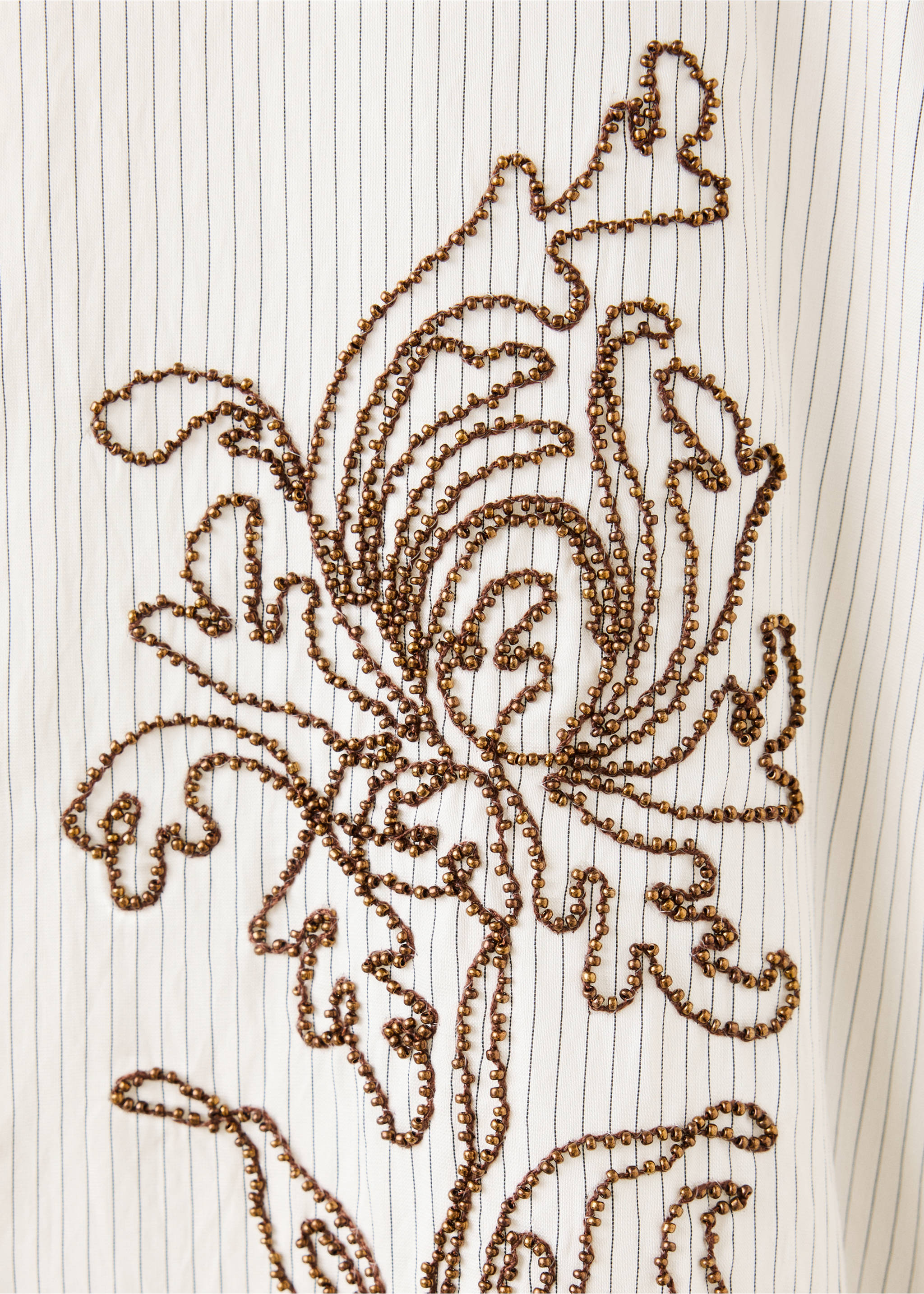 Chemise rayures broderie florale - Détail de l'article 0, Blanc cassé. Ref: 37025850-00.