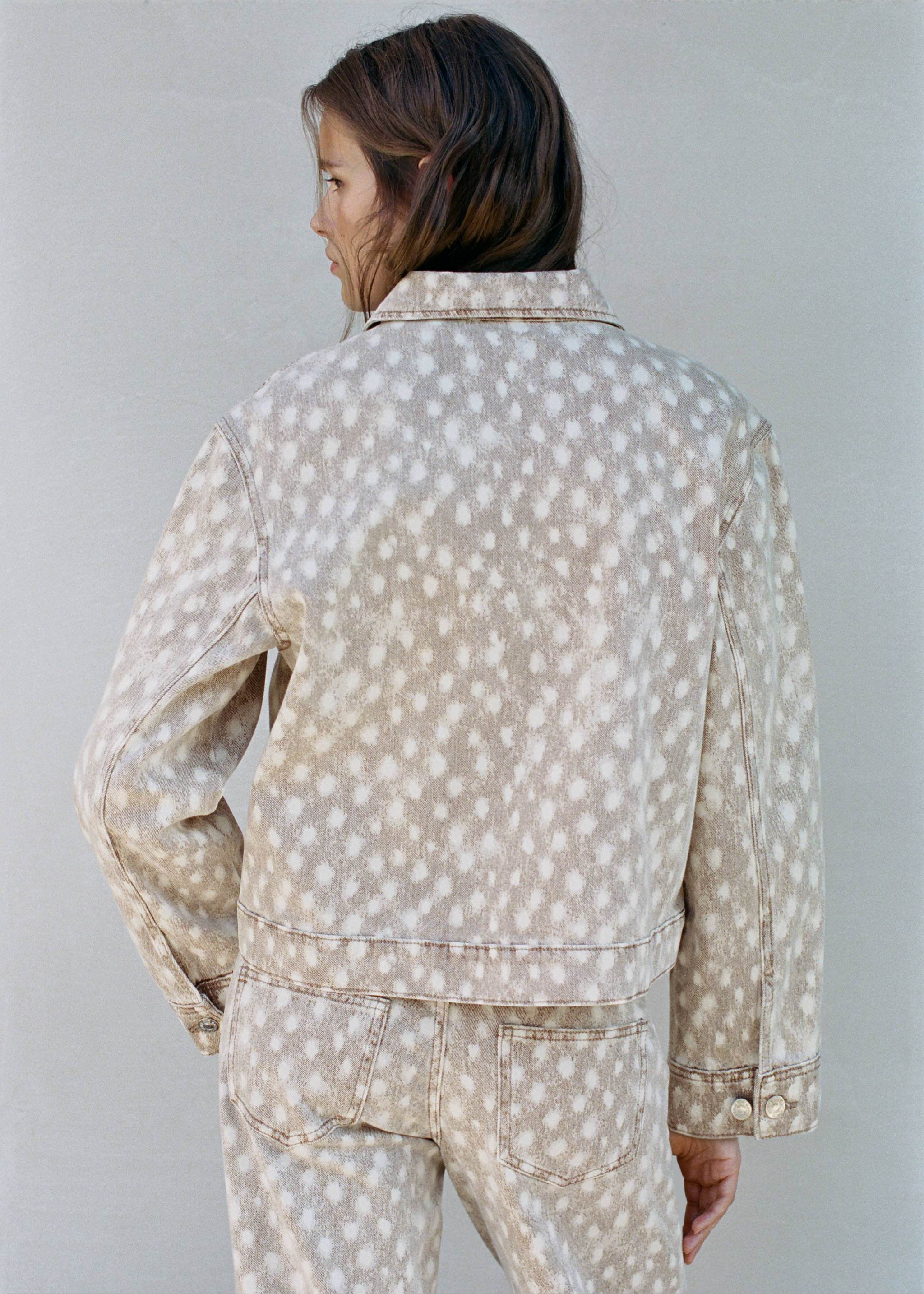 Denim jacket with deer print - Reverse of the article, Brown. Ref: 37025851-00.