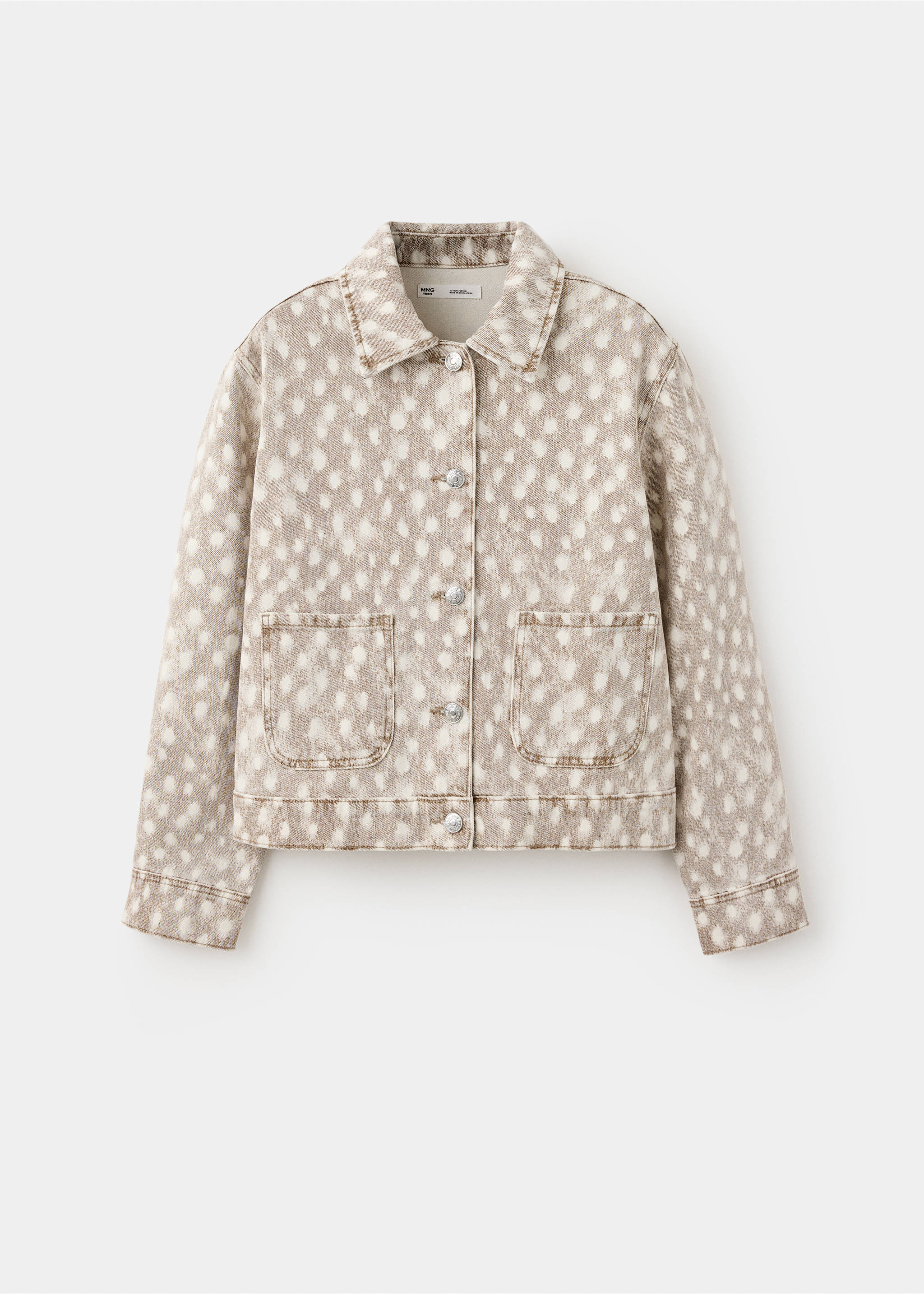 Denim jacket with deer print - Article without model, Brown. Ref: 37025851-00.
