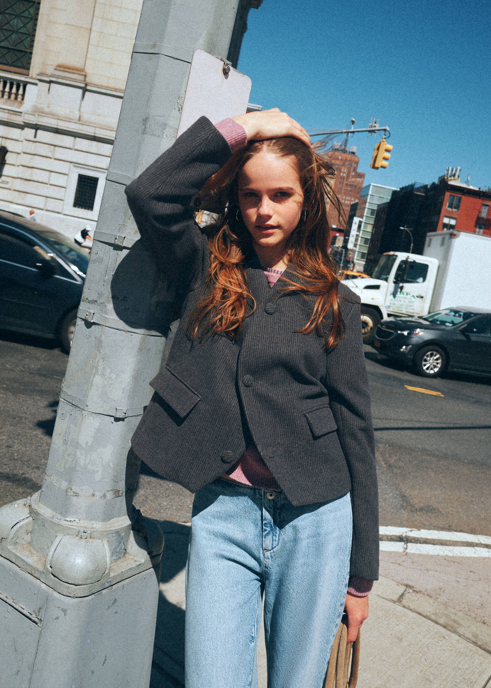 Double-breasted blazer with lapel pockets - Medium plane