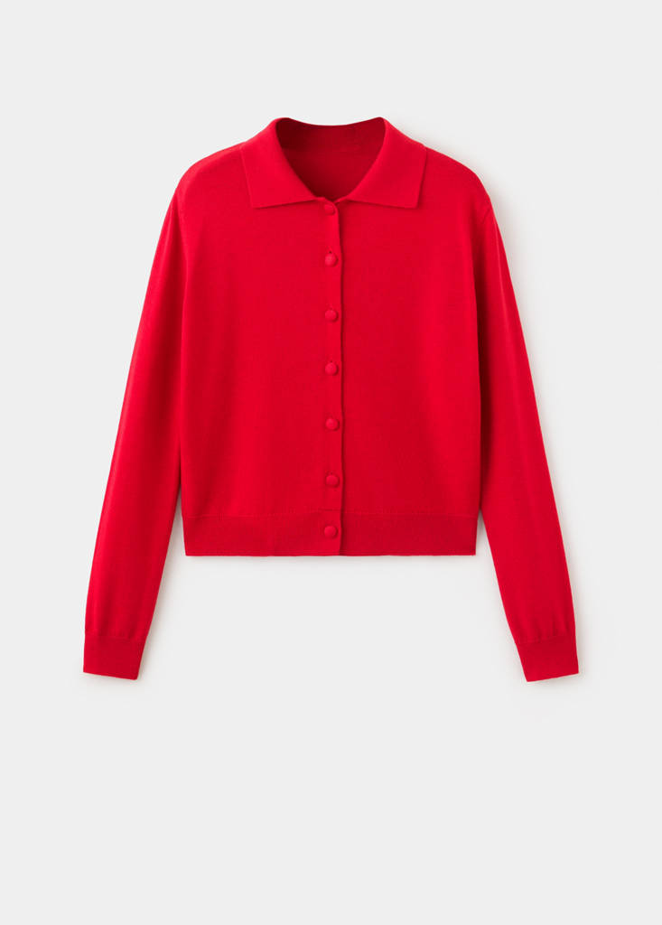 Cardigan with buttons and lapel collar - thumbnail 4