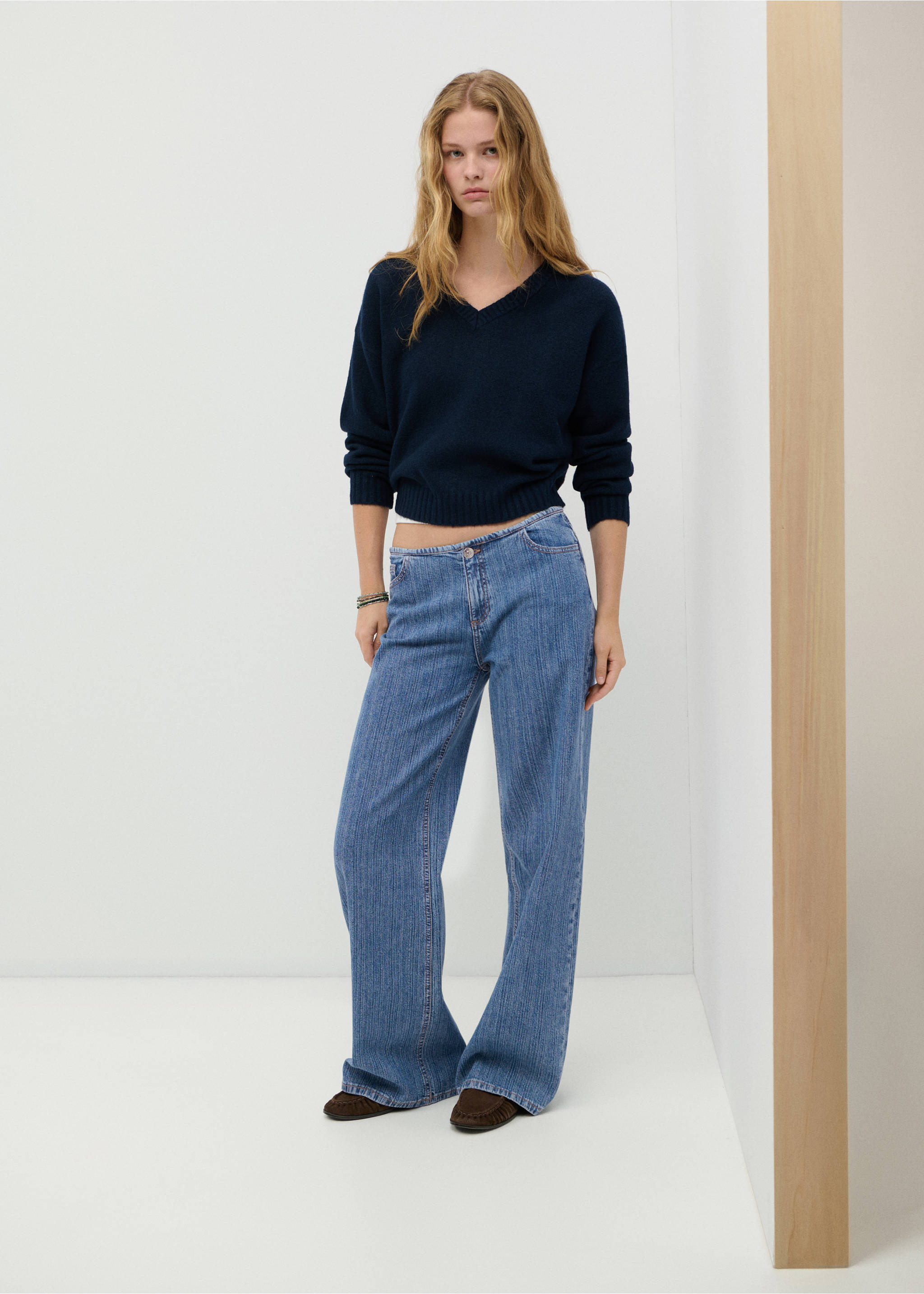 Low-waist wide-leg jeans - General plane, Medium Blue. Ref: 37025856-00.