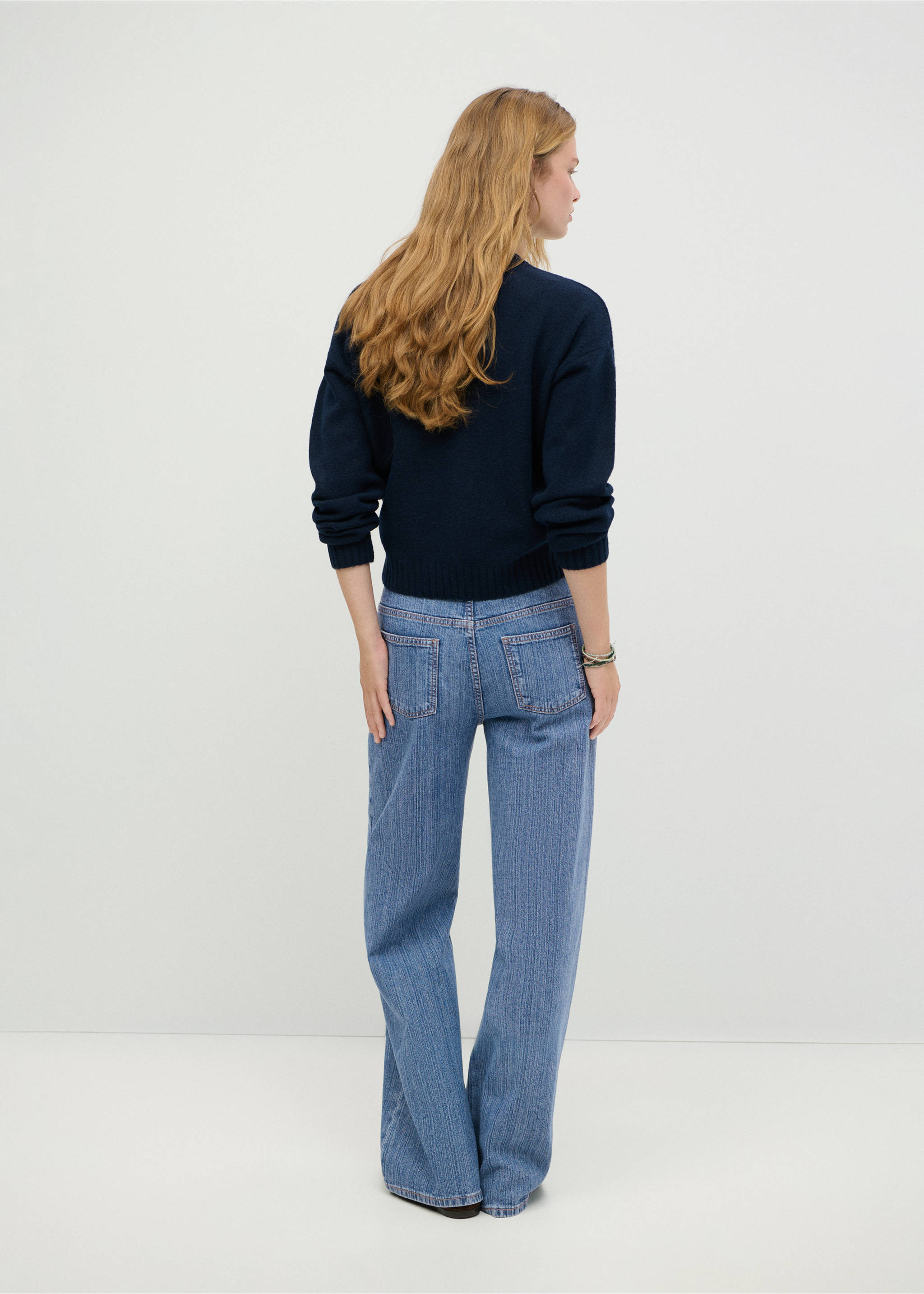 Low-waist wide-leg jeans - Reverse of the article, Medium Blue. Ref: 37025856-00.