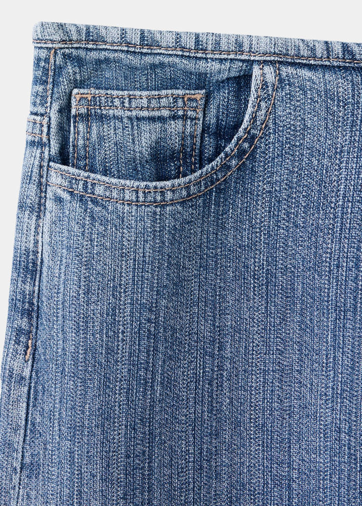 Low-waist striped texture jeans — Medium Blue
