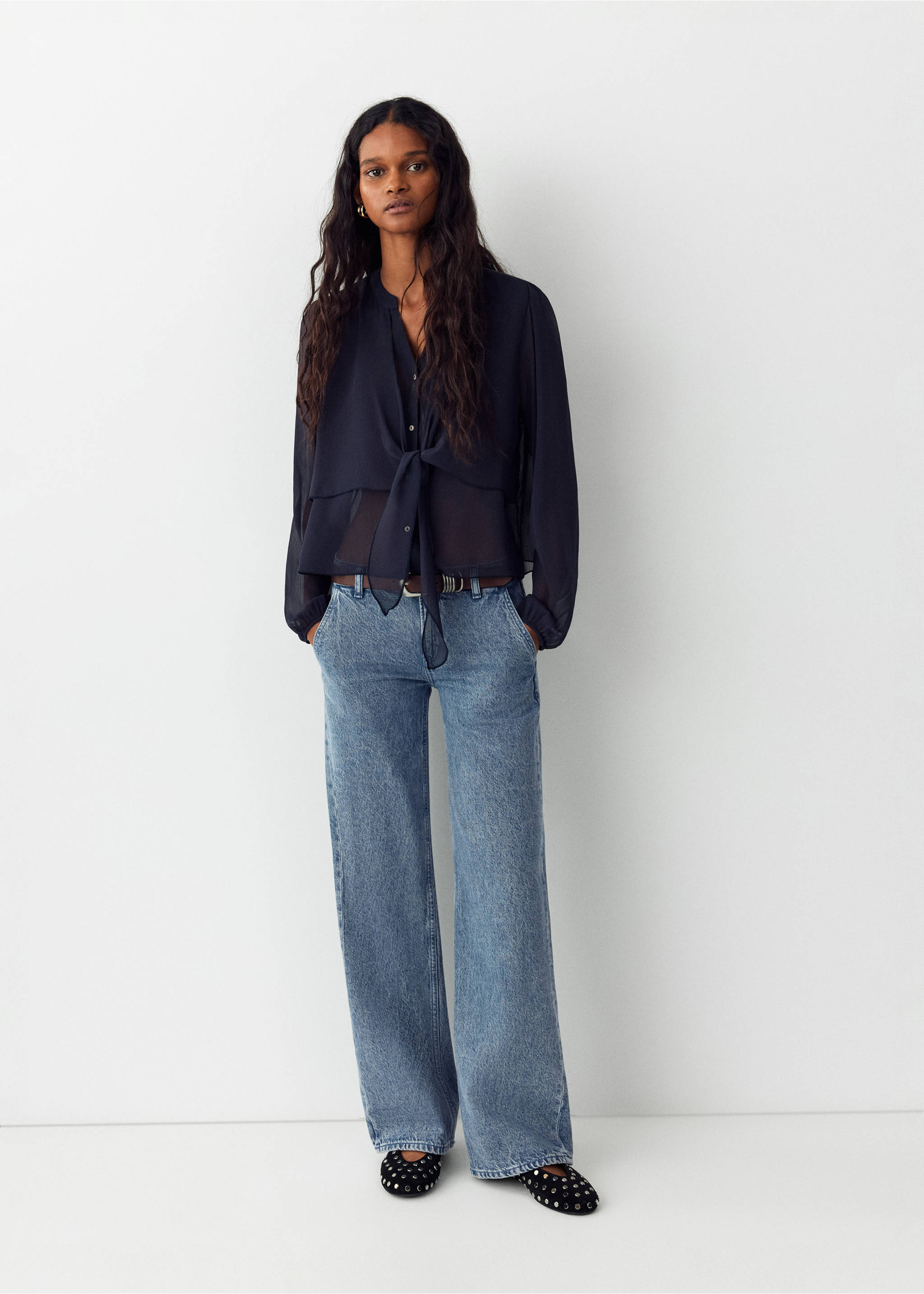 Low-waisted straight-leg jeans - General plane, Medium Blue. Ref: 37025857-01.