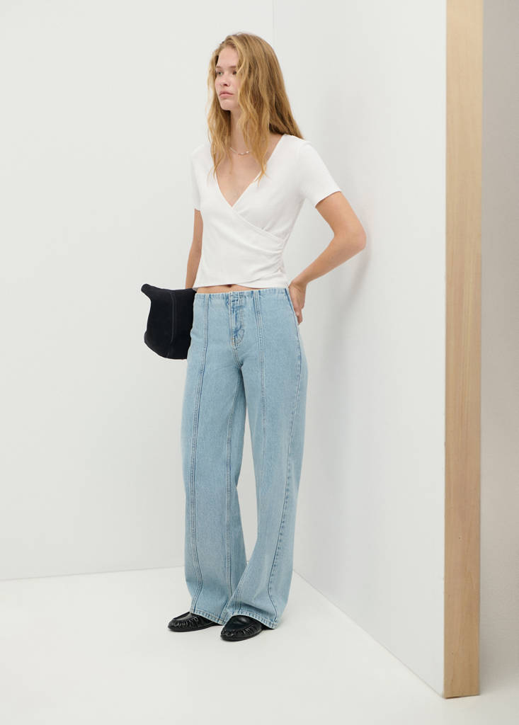 Ribbed crossover T-shirt — Off White