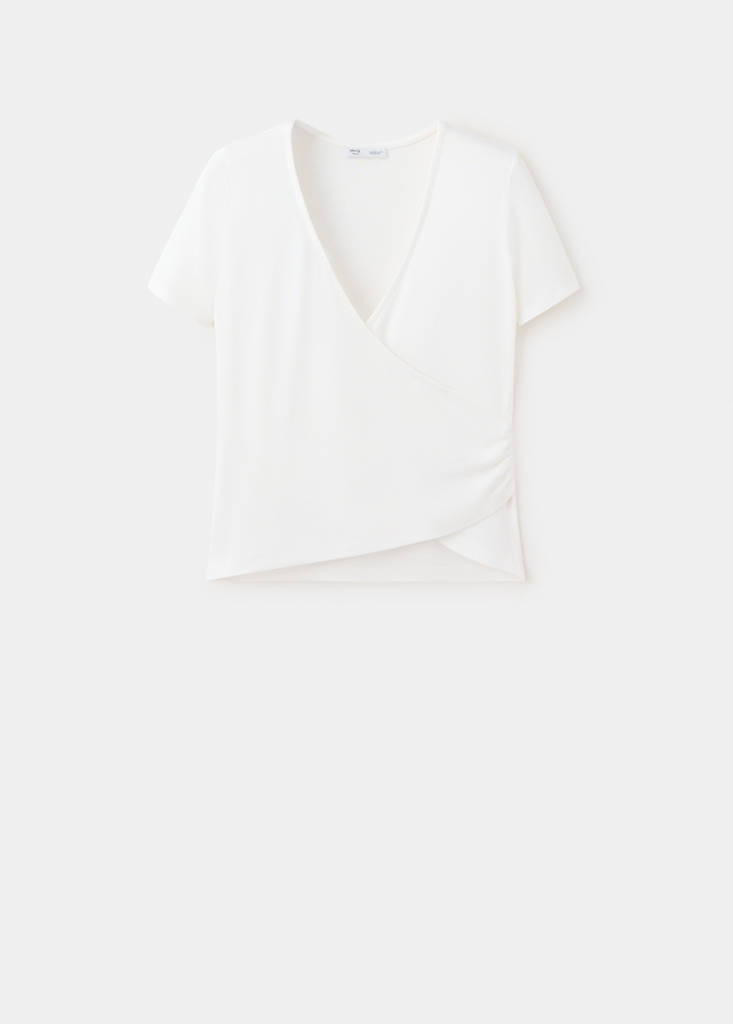 Ribbed crossover T-shirt — Off White