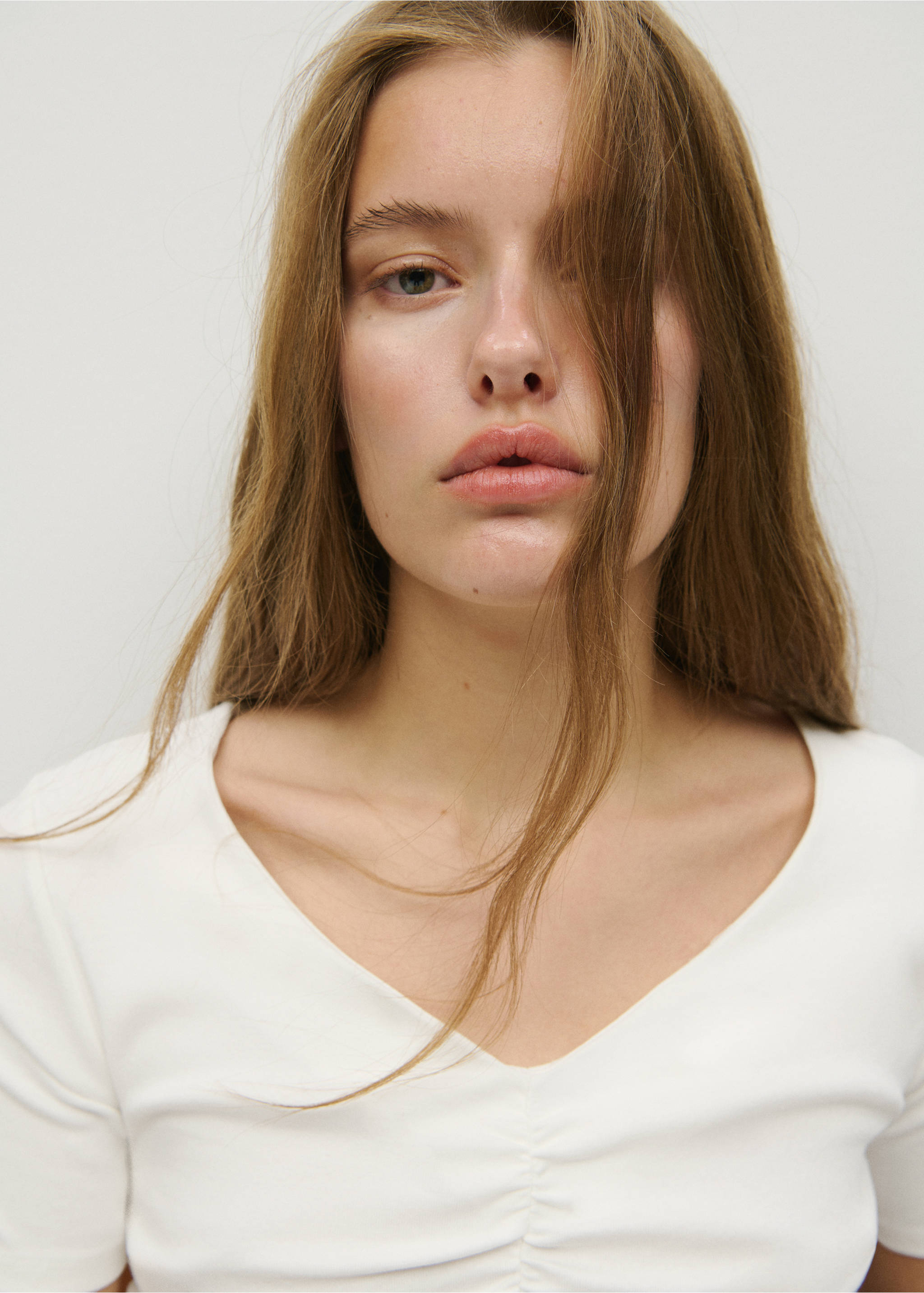 Draped cotton T-shirt - Details of the article 1, Off White. Ref: 37025861-00.