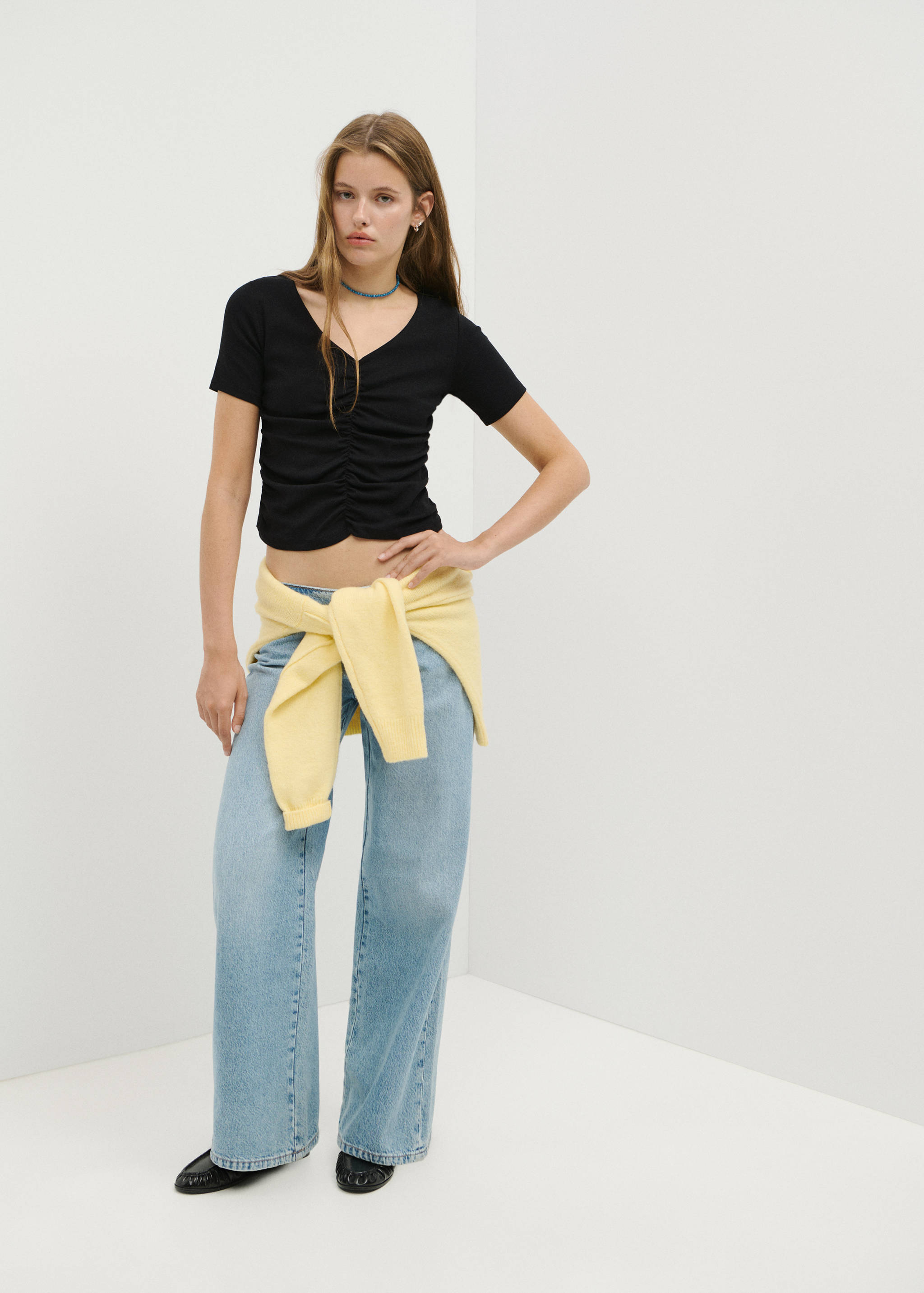 Draped cotton T-shirt - General plane