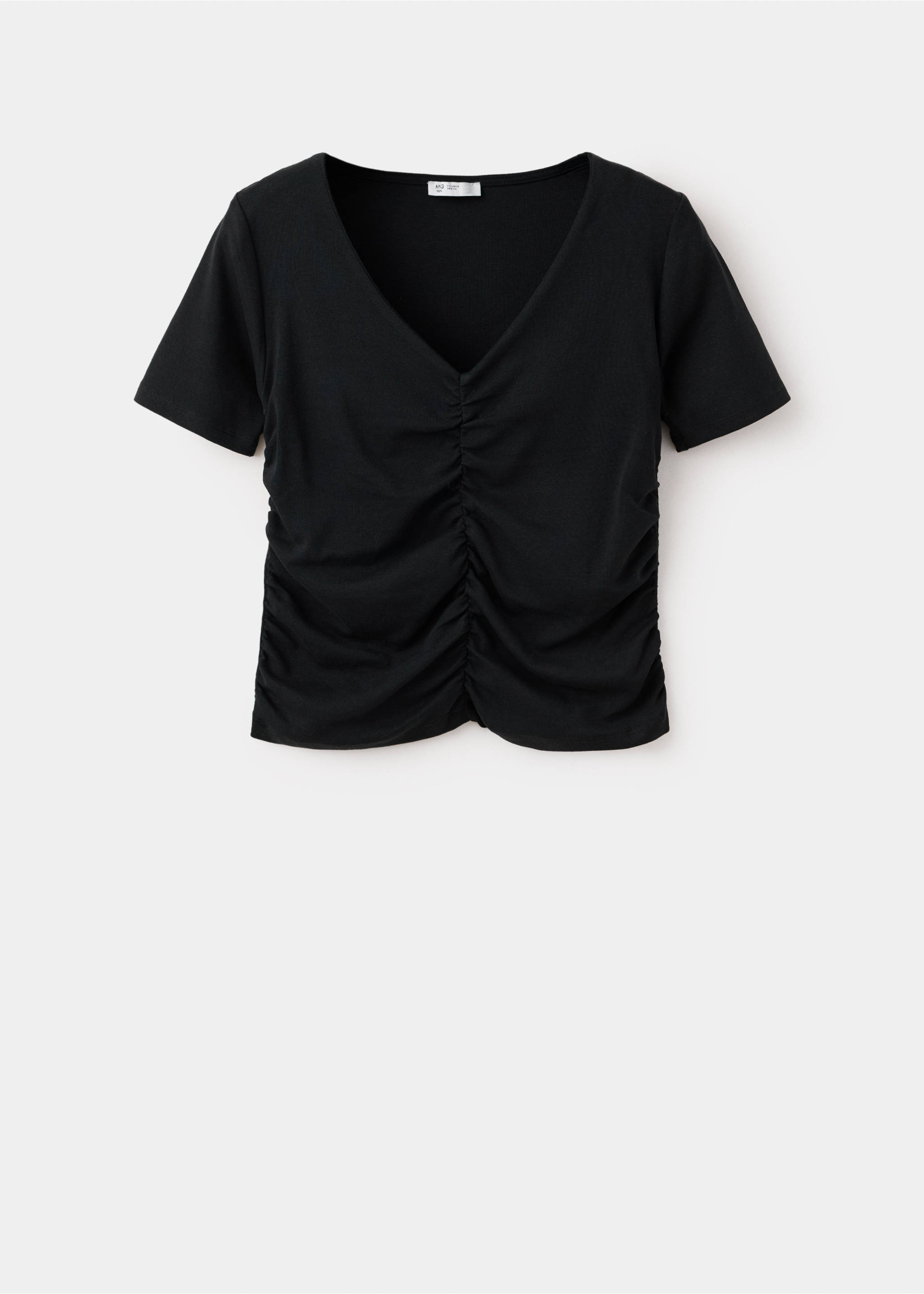 Draped cotton T-shirt - Article without model, Black. Ref: 37025862-00.
