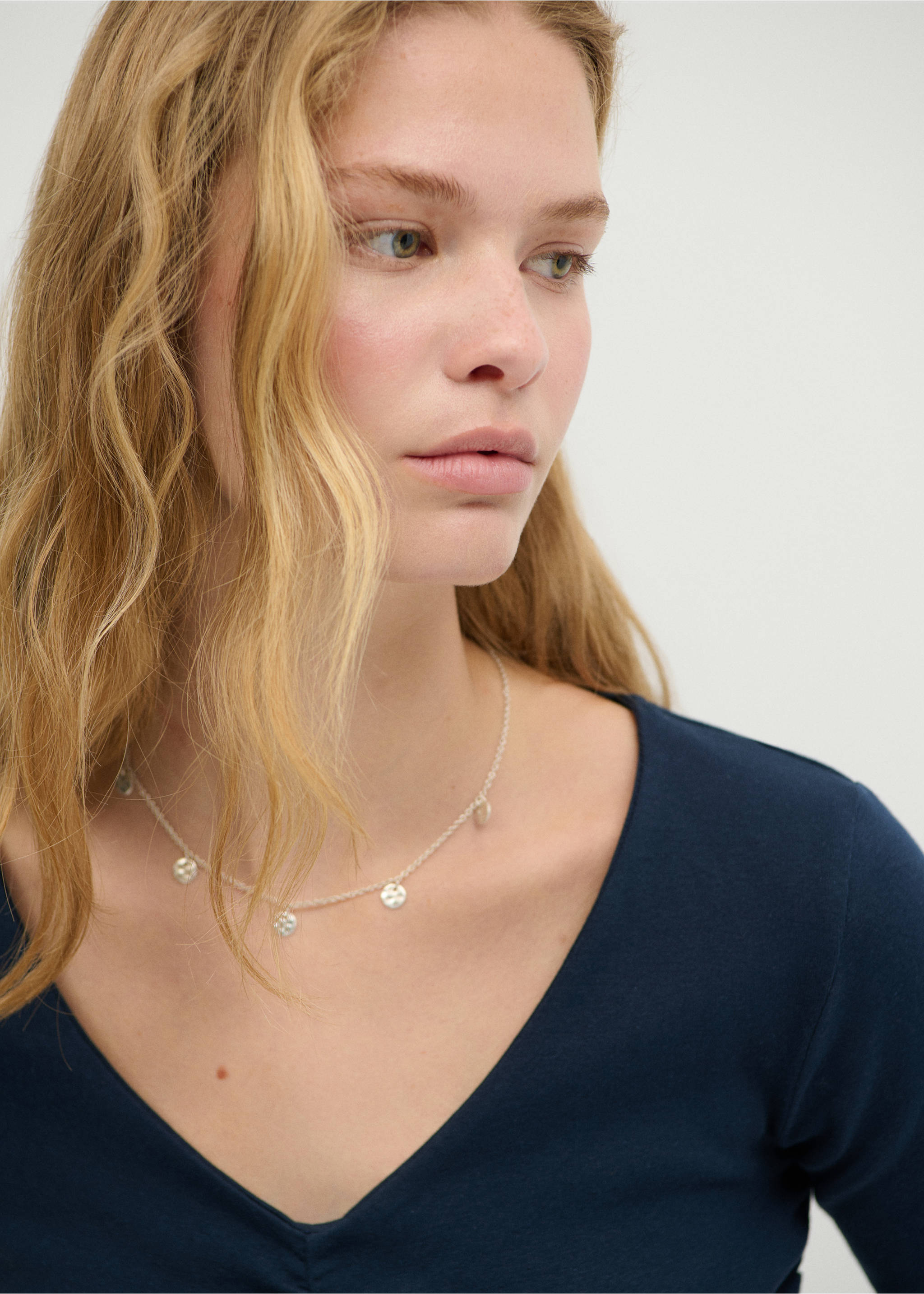 Draped cotton T-shirt - Details of the article 1, Navy. Ref: 37025863-00.