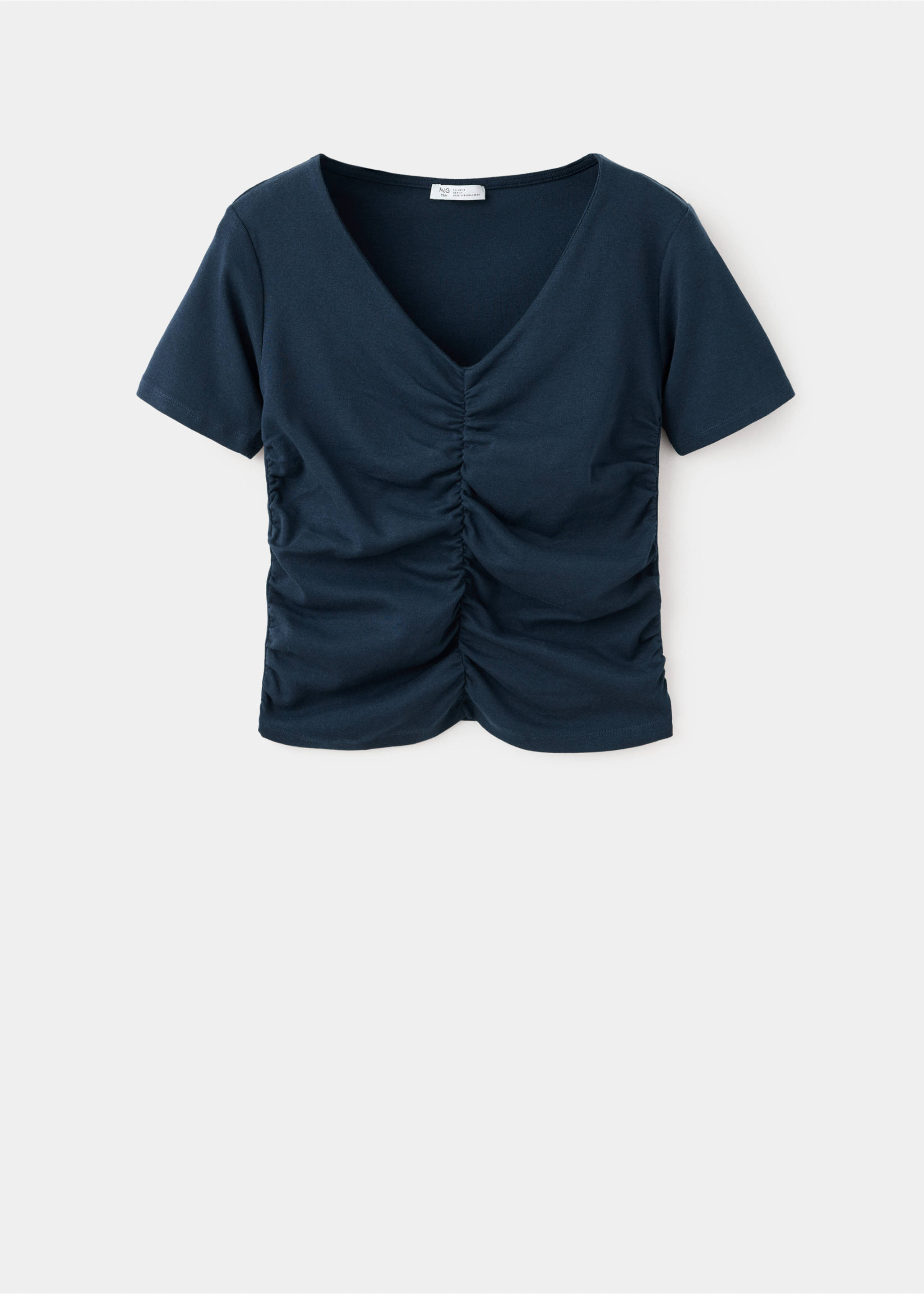 Draped cotton T-shirt - Article without model, Navy. Ref: 37025863-00.