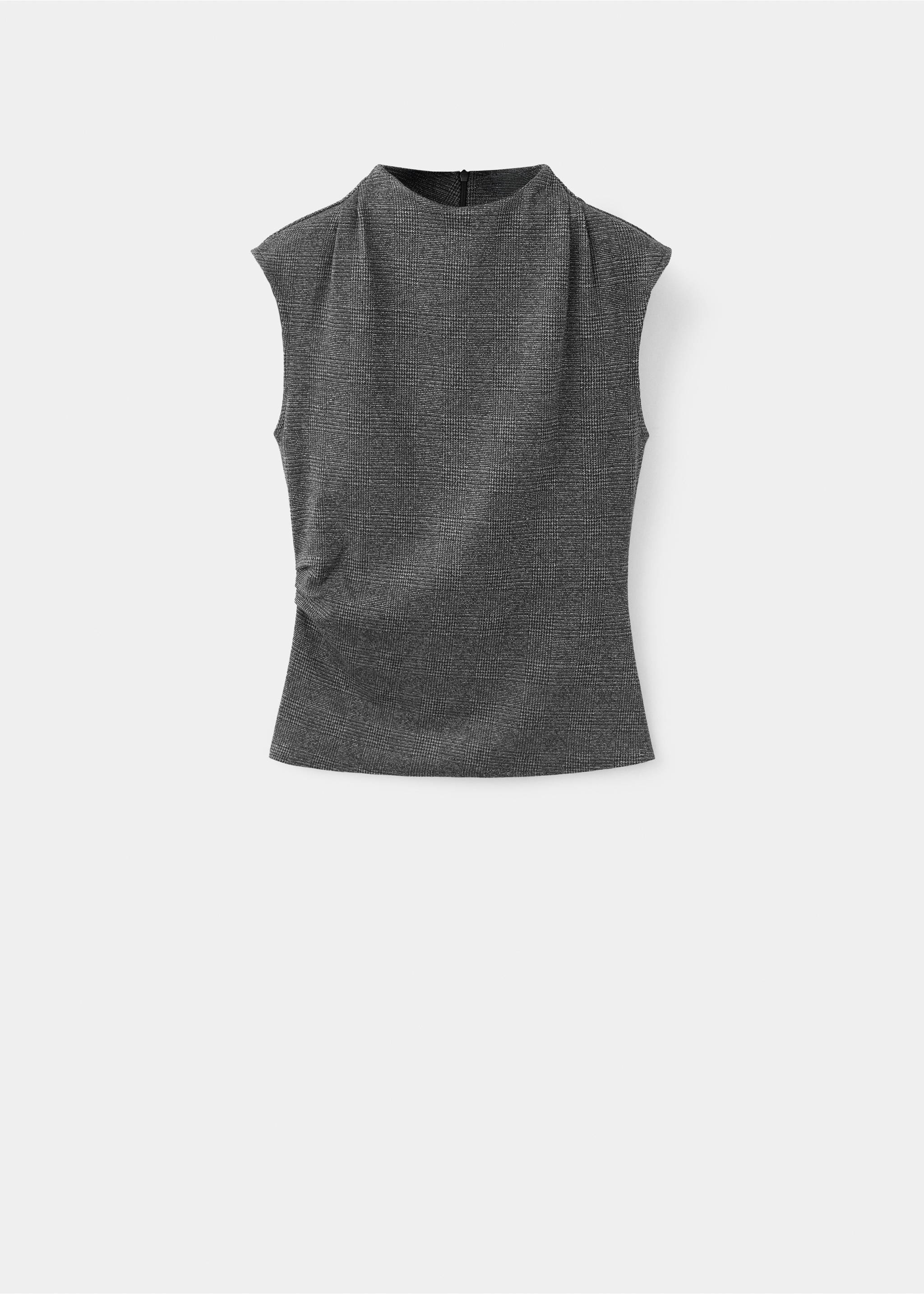 Printed top with draped details - Article without model, Black. Ref: 37025864-00.