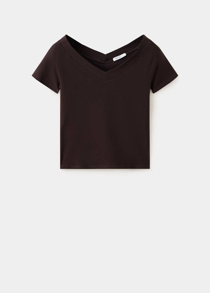 V-neck T-shirt — Brown