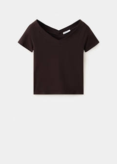 V-neck T-shirt — Brown 5
