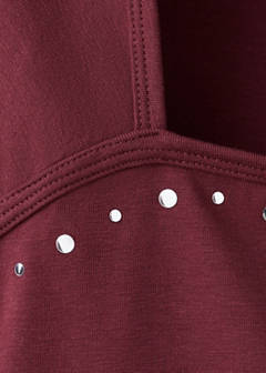 T-shirt with stud detailing — Burgundy 6
