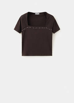 T-shirt with stud detailing — Brown 5
