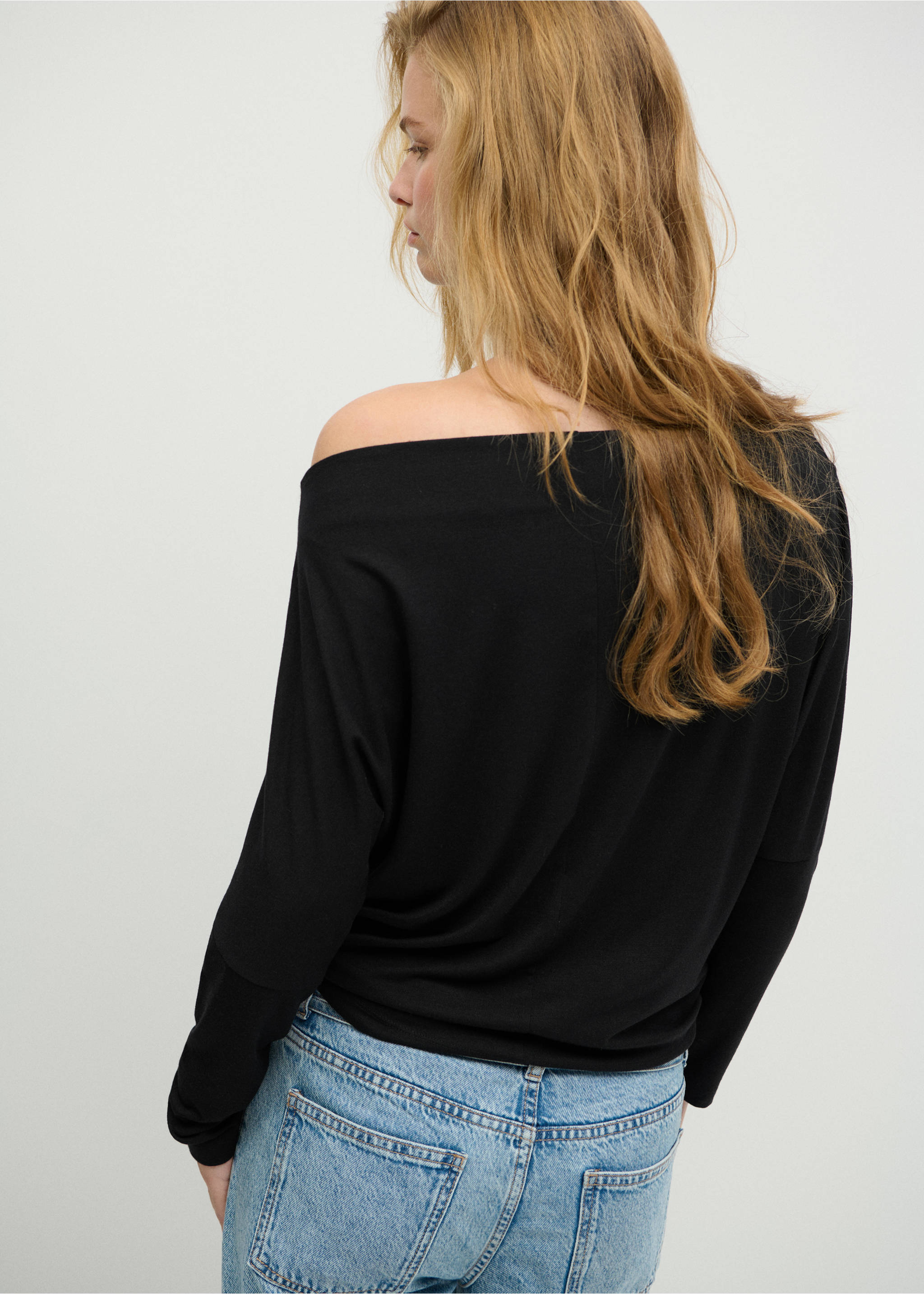 T-shirt manches chauve-souris - Verso de l’article, Noir. Ref: 37025872-00.