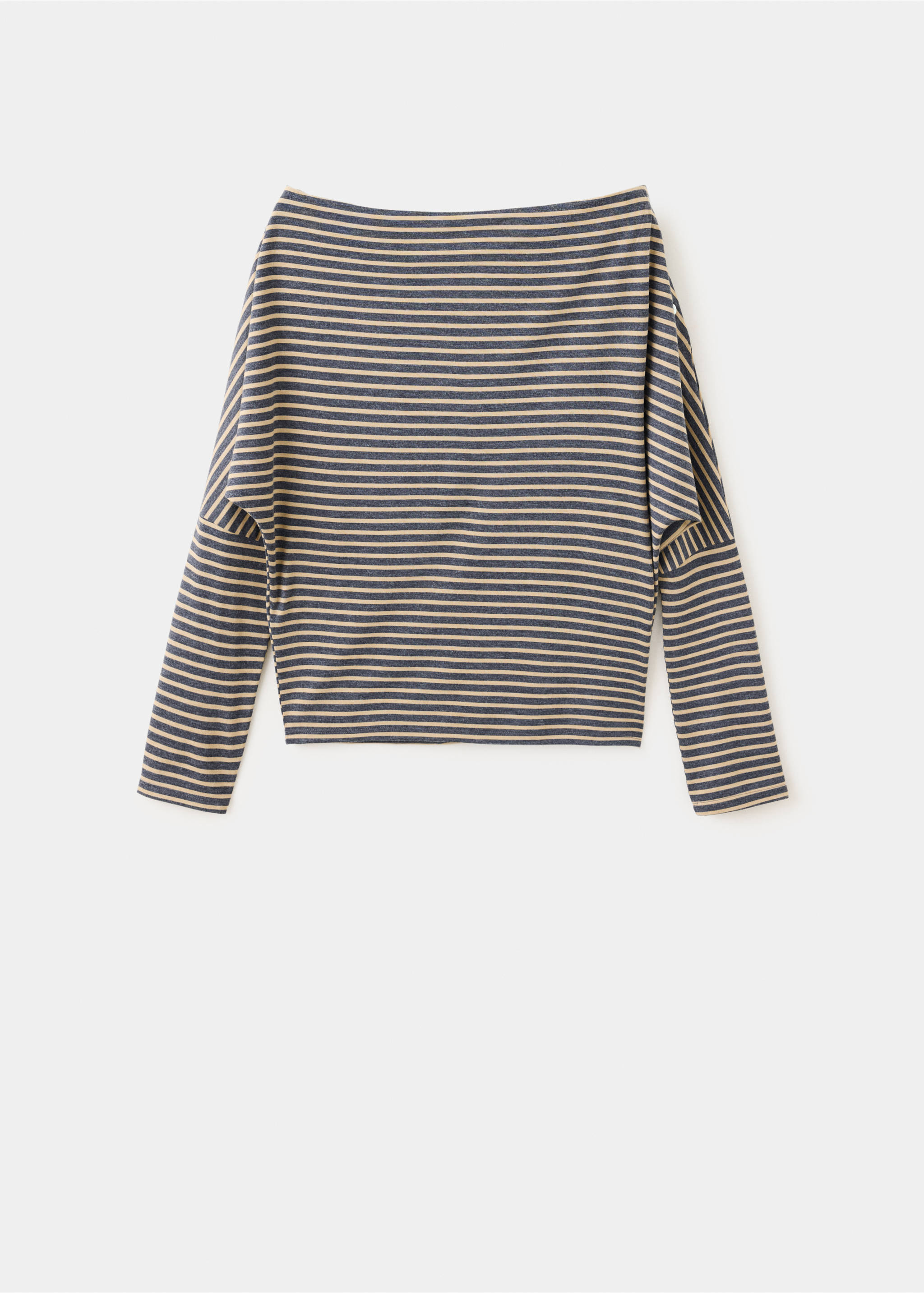 Striped off-the-shoulder T-shirt - Article without model, Navy. Ref: 37025874-00.