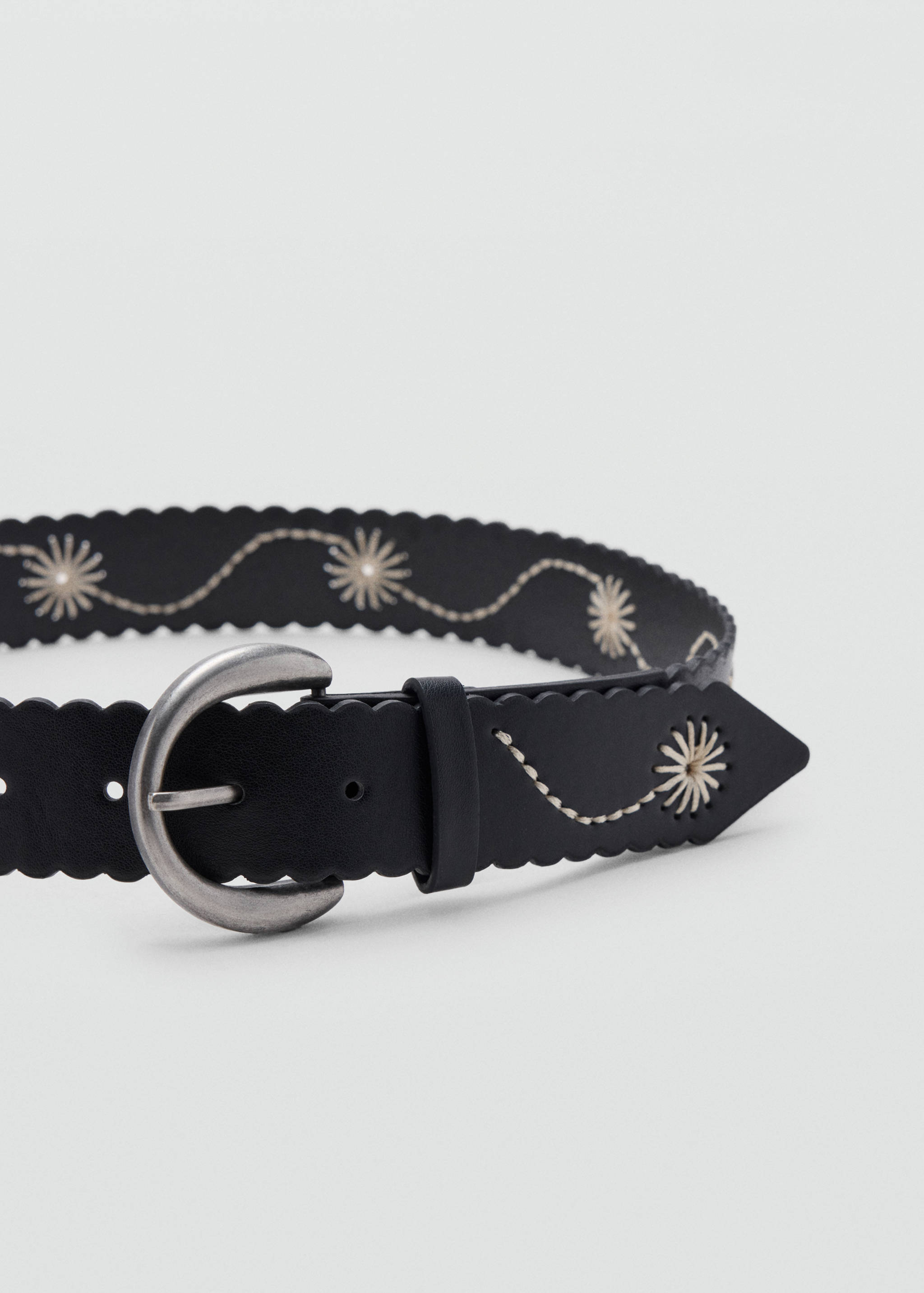Embroidered faux leather belt - Medium plane