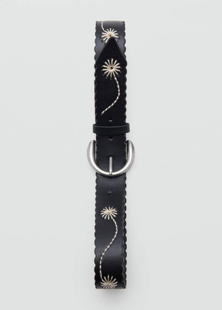 Embroidered leather-look belt - thumbnail 4