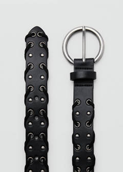 Faux leather eyelet belt — Black 2