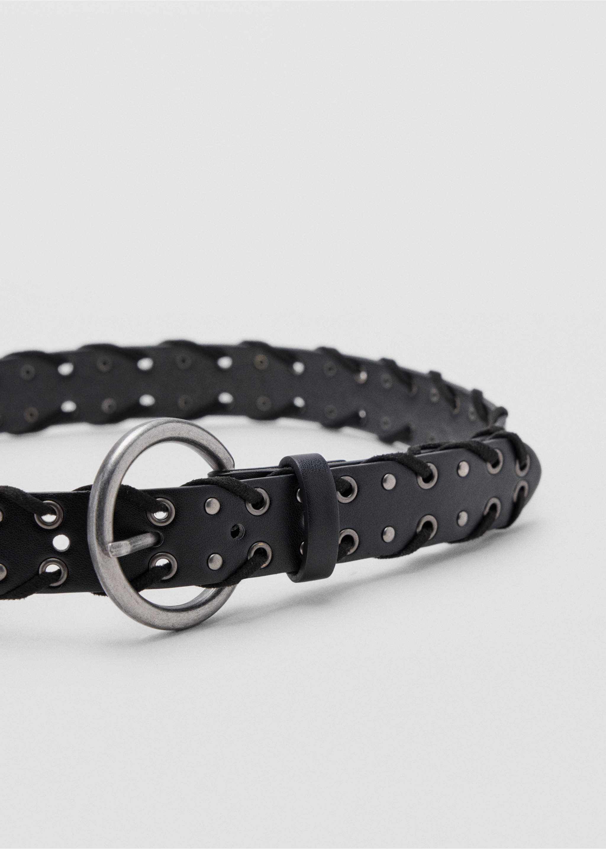 Ceinture effet cuir à œillets - Détail de l'article 1, Noir. Ref: 37025880-00.